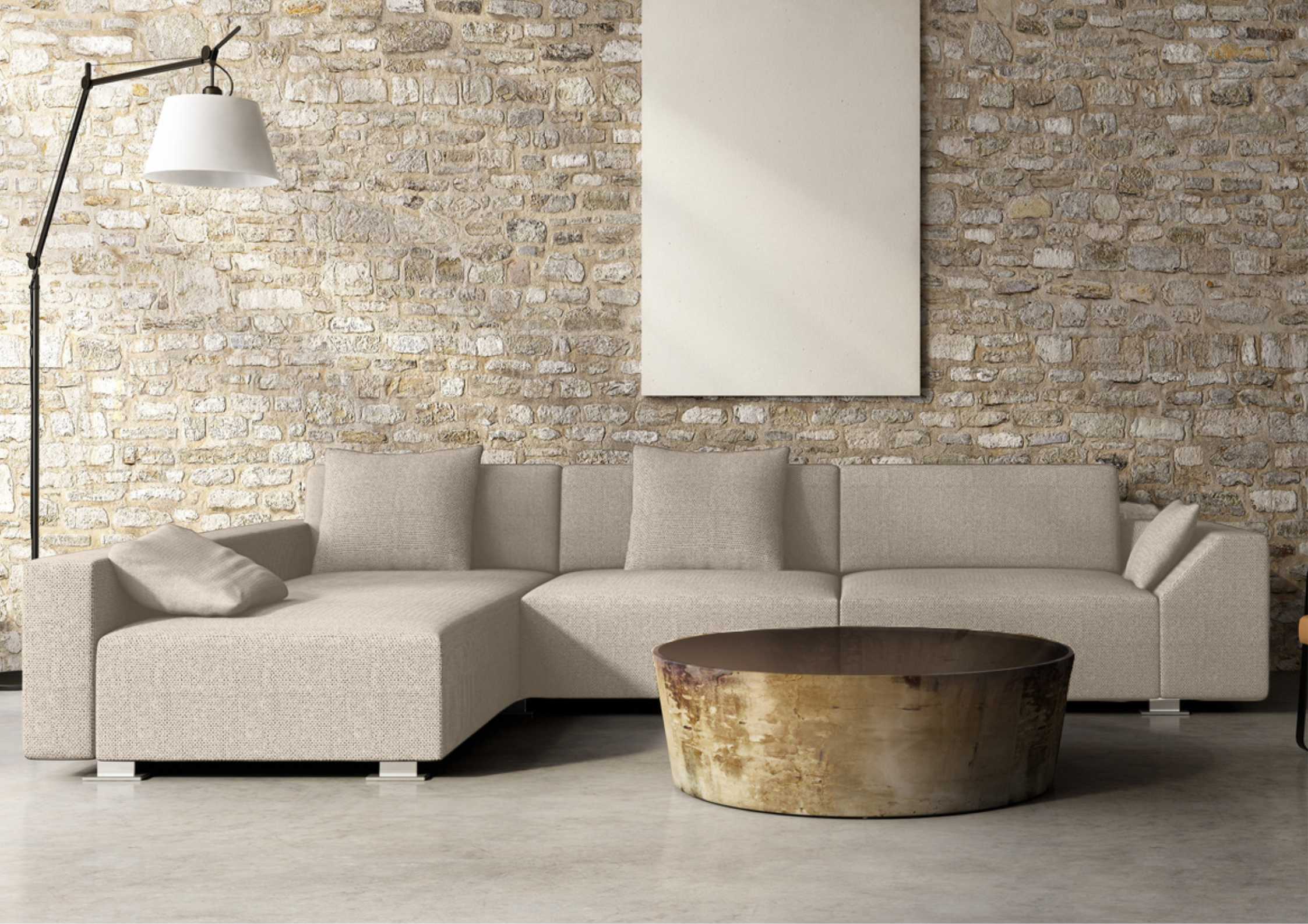 Beżowy narożnik w stylu loft